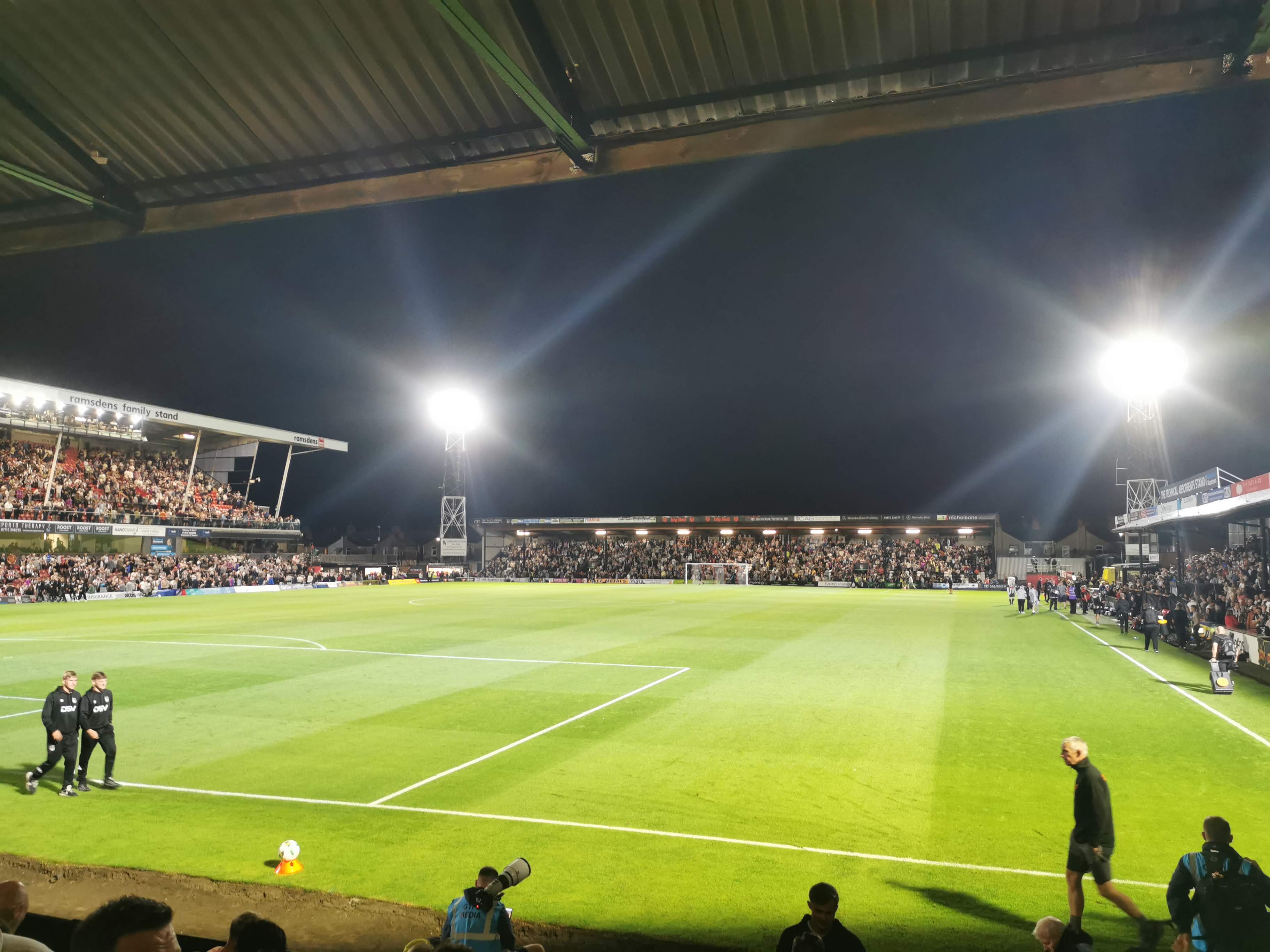 Blundell Park, Cleethorpes, home of Grimsby Town on the night of their cup victory over Manchester United